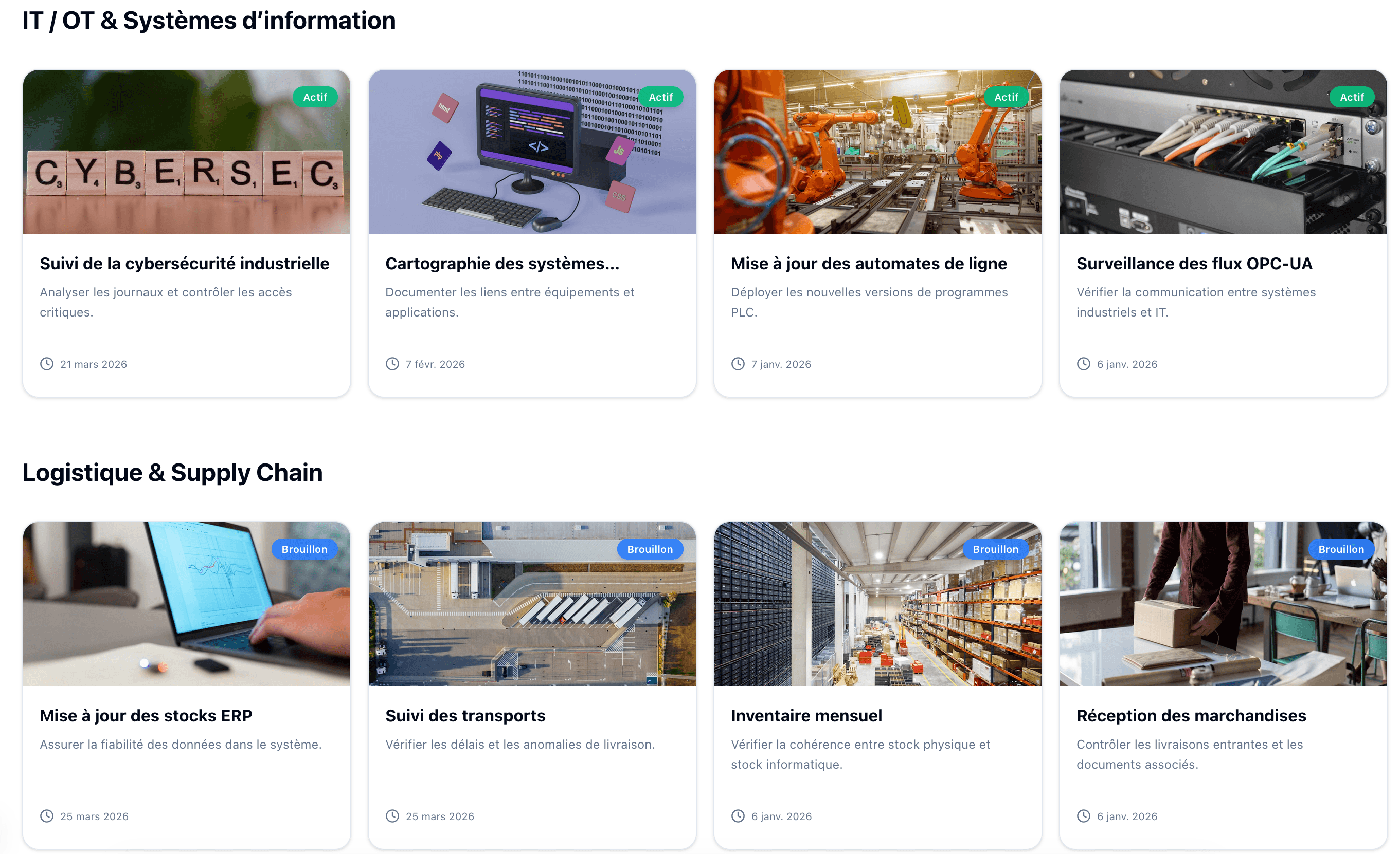 Bibliothèque structurée de processus et schémas de l'entreprise